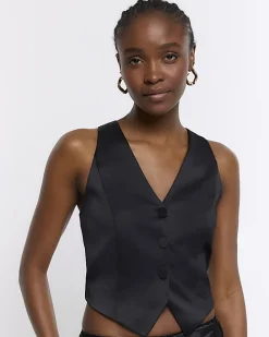 Black satin waistcoat