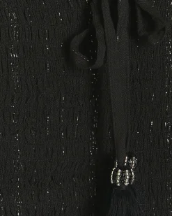 Black shirred glitter bandeau top