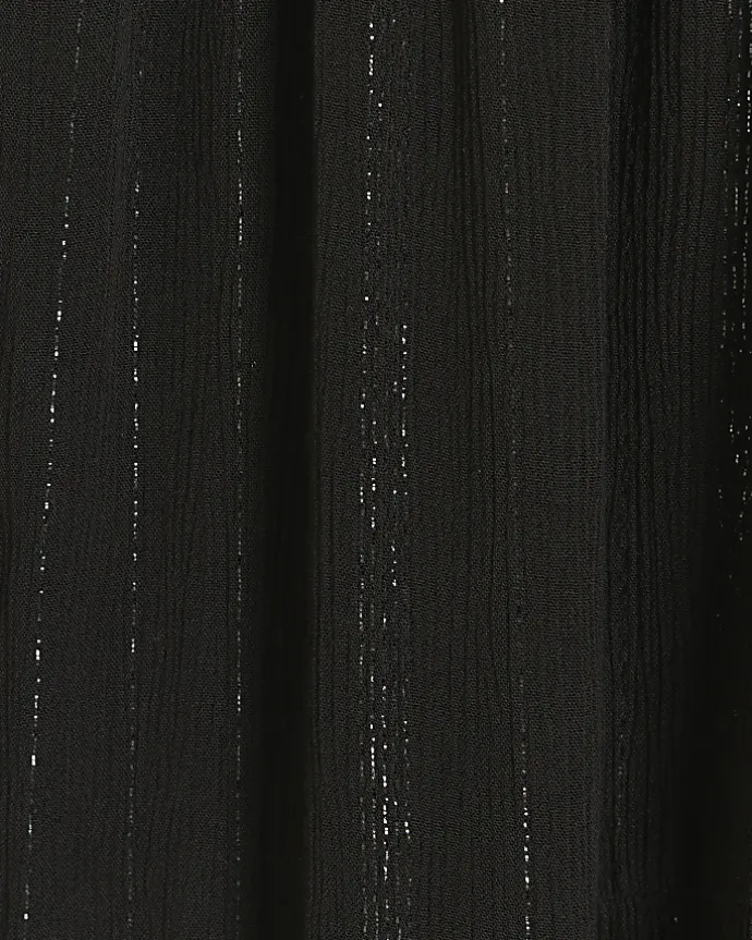 Black shirred glitter maxi skirt