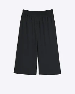 Black Shirred Waist Culottes