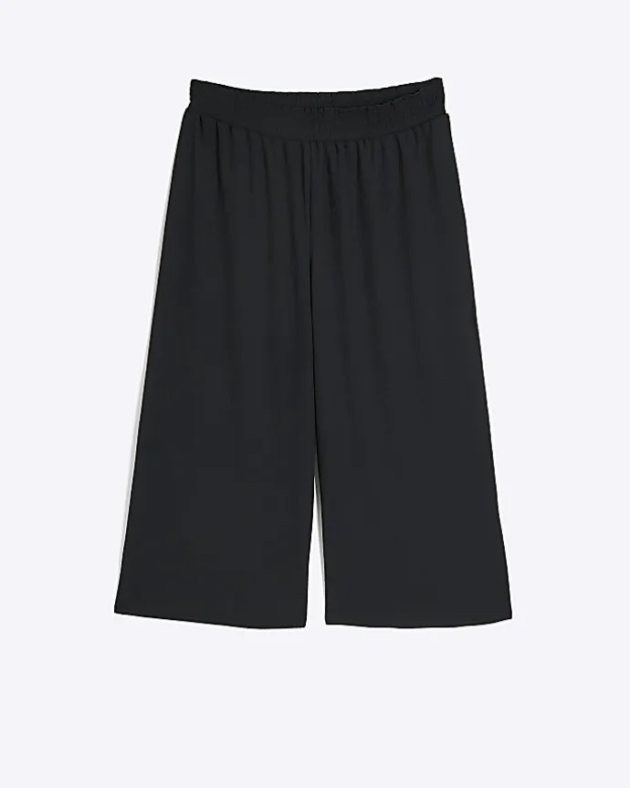 Black Shirred Waist Culottes