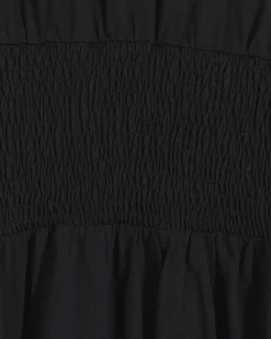 Black shirred waist midi dress
