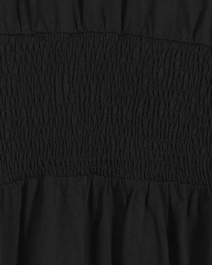 Black shirred waist midi dress