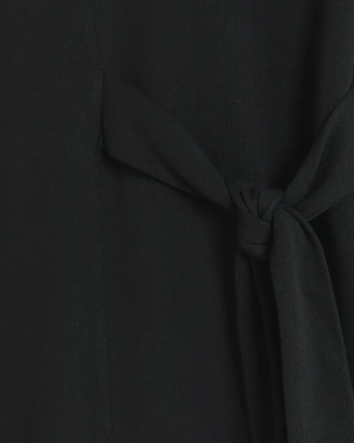 Black Side Tie Sweat Mini Dress