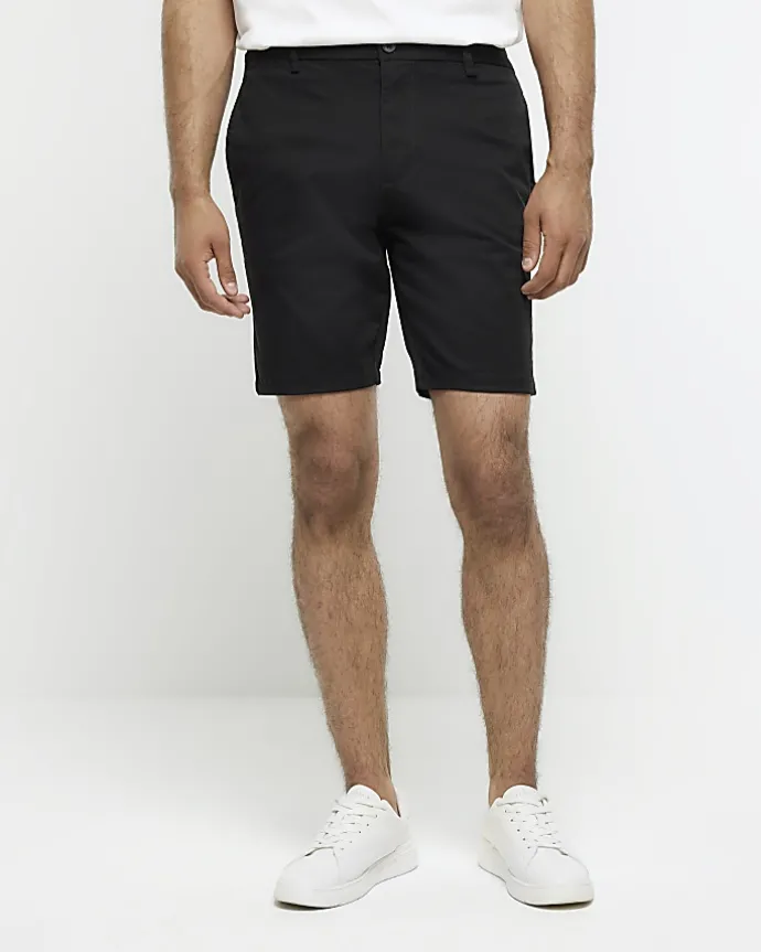 Black skinny fit chino short