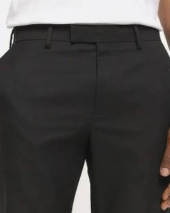 Black skinny fit twill suit trousers