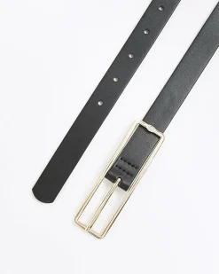 Black slim buckle belt
