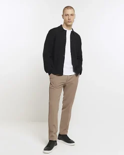 Black slim fit boucle knit cardigan