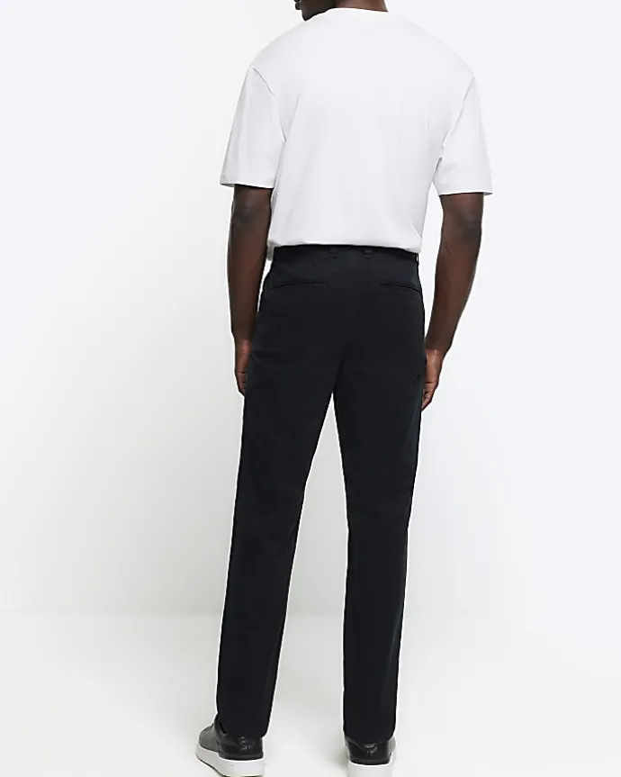 Black slim fit casual chino trousers