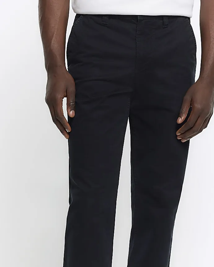 Black slim fit casual chino trousers