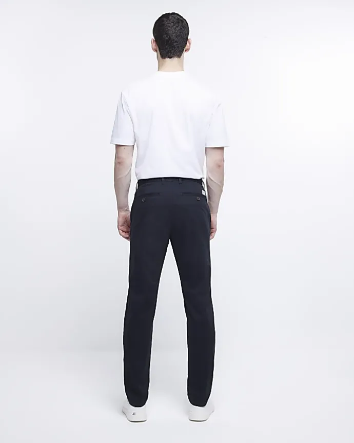 Black slim fit casual chino trousers