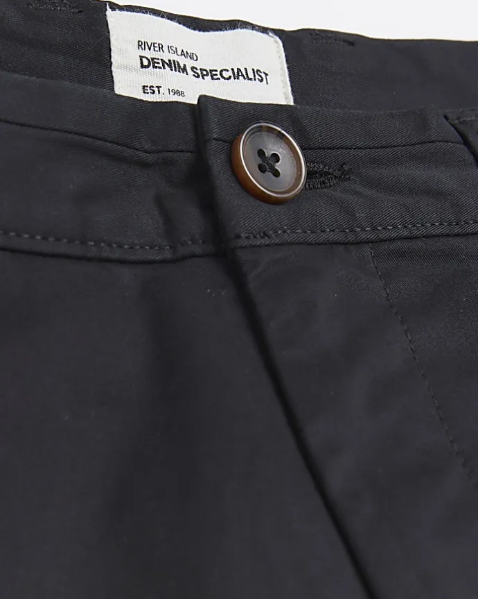 Black slim fit casual chino trousers