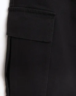 Black slim fit cuffed cargo trousers