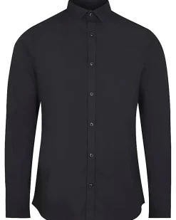 Black slim fit long sleeve shirt