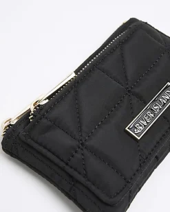 Black soft quilted pouch purse