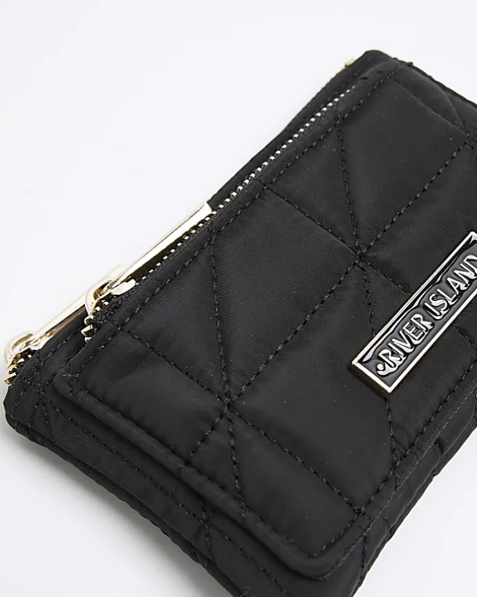 Black soft quilted pouch purse