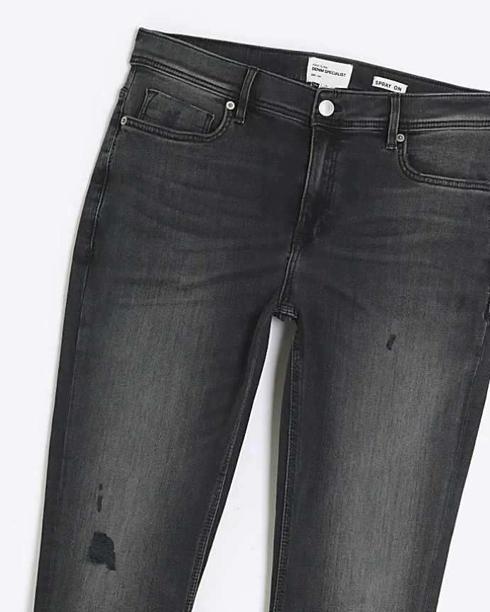 Black spray on super skinny fit ripped jeans