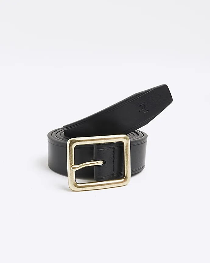 Black square buckle belt