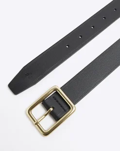Black square buckle belt