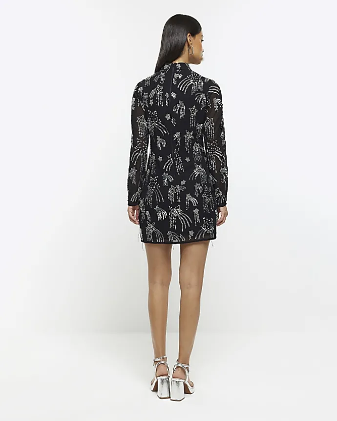 Black star embellishment bodycon mini dress