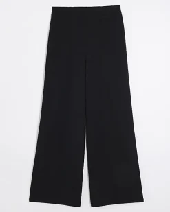 Black stitched wide leg trousers