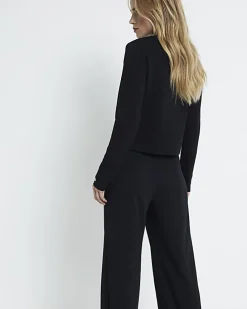 Black stitched wide leg trousers