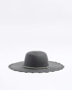 Black straw beaded hat