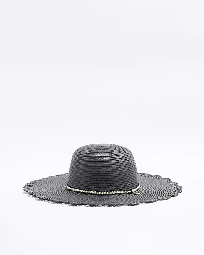 Black straw beaded hat