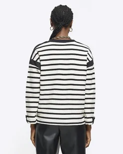 Black stripe long sleeve sweatshirt