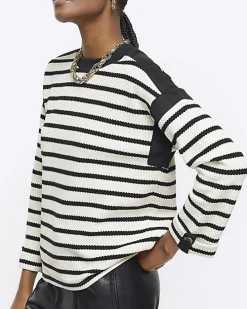 Black stripe long sleeve sweatshirt