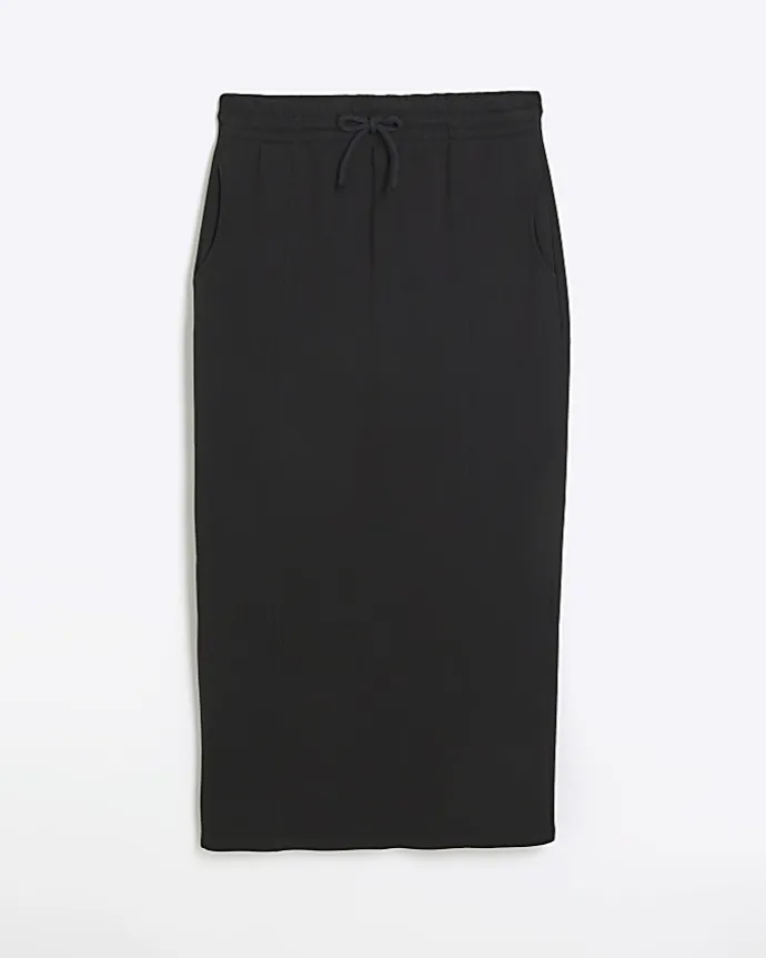 Black sweat midi skirt