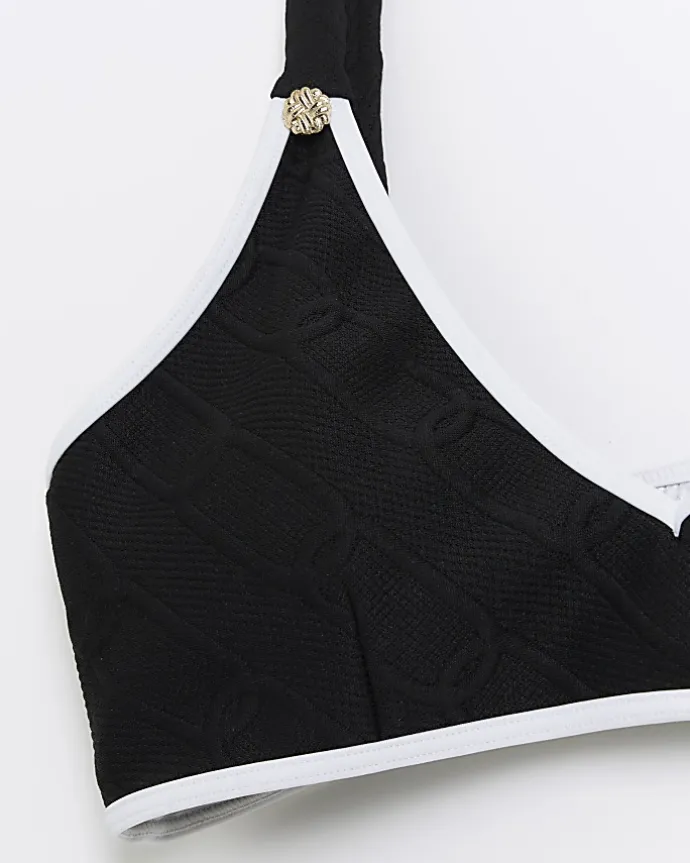 Black Textured Cami Bikini Top