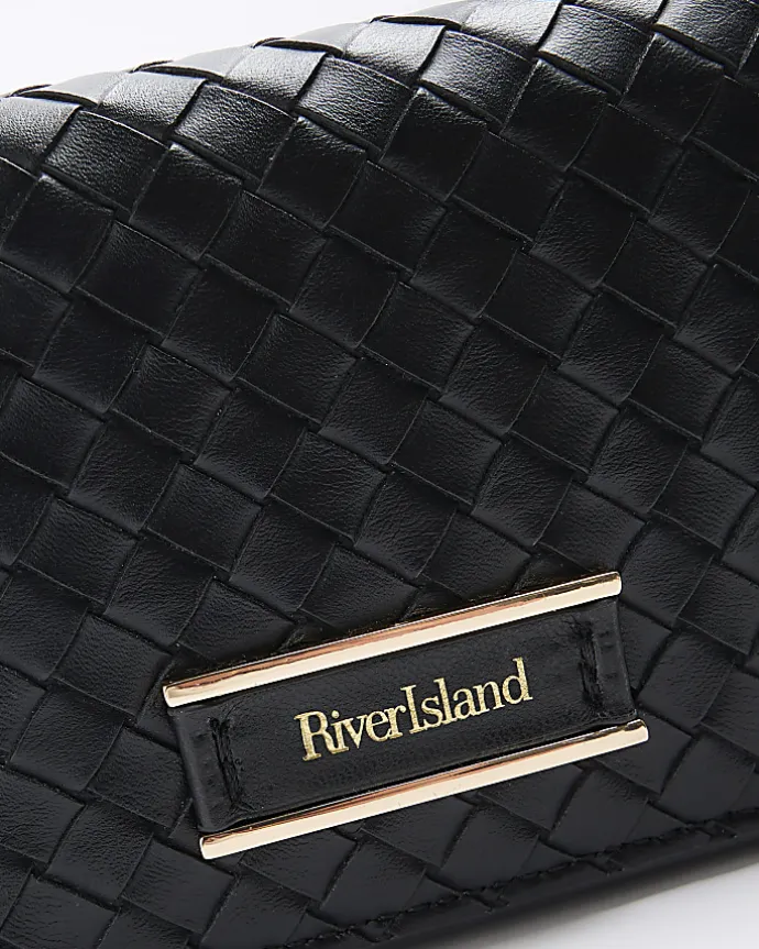 Black weave cross body bag