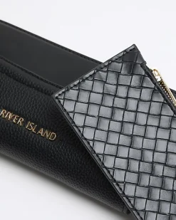 Black woven pouch purse
