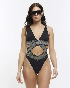 Black wrap swimsuit