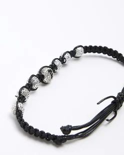 Black yinyang adjustable bracelet