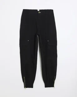 Black zip cuffed cargo trousers
