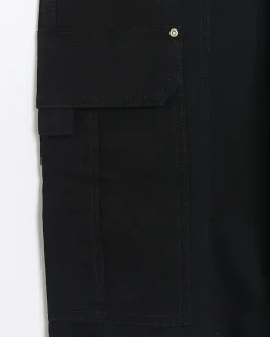 Black zip cuffed cargo trousers