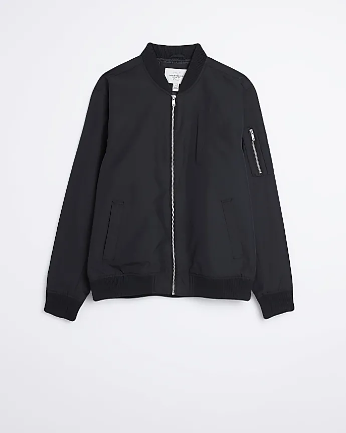 Black zip through bomber jacket