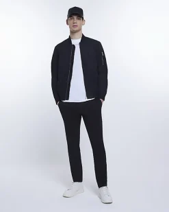 Black zip through bomber jacket