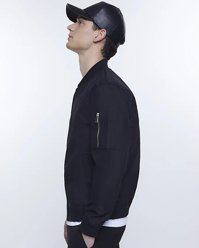 Black zip through bomber jacket
