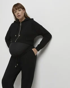 Black zip up maternity hoodie