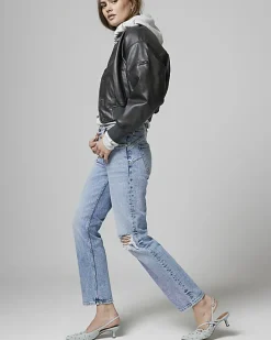 Blue bum sculpt slim straight ripped jeans