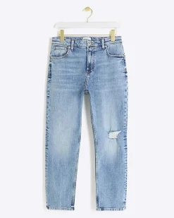 Blue bum sculpt slim straight ripped jeans
