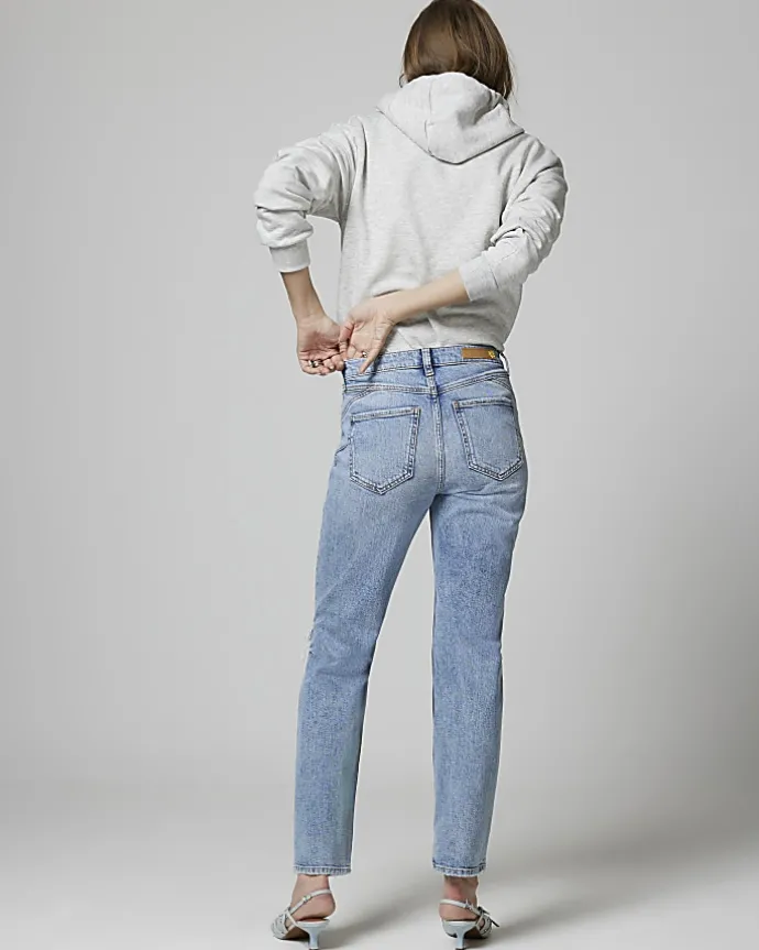 Blue bum sculpt slim straight ripped jeans