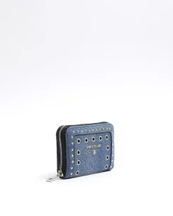 Blue denim studded purse