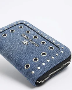 Blue denim studded purse