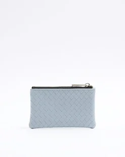 Blue embossed weave purse
