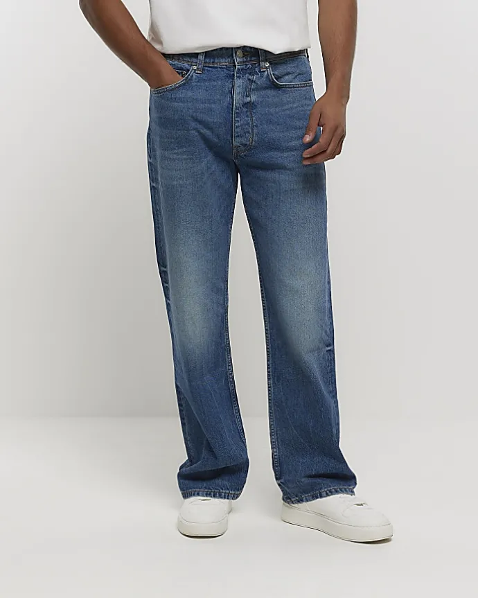 Blue faded baggy jeans
