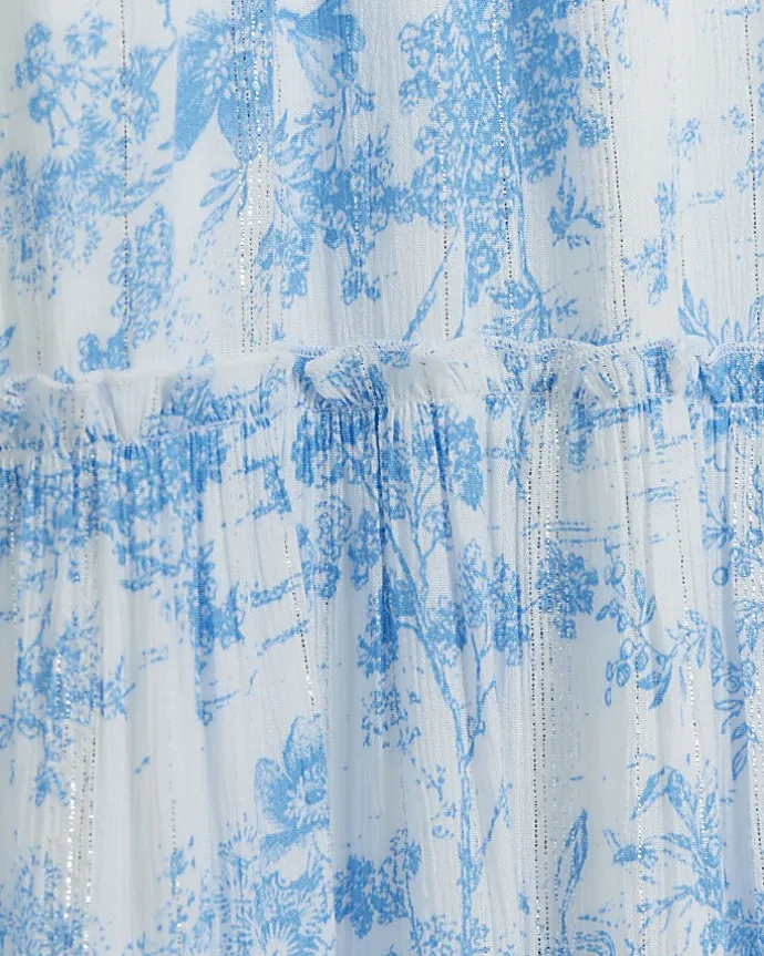 Blue floral beach maxi dress